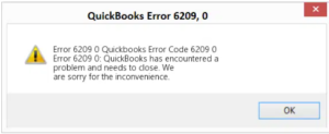 QuickBooks error 6209