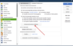 Turn on Advanced Inventory in QuickBooks Enterprise